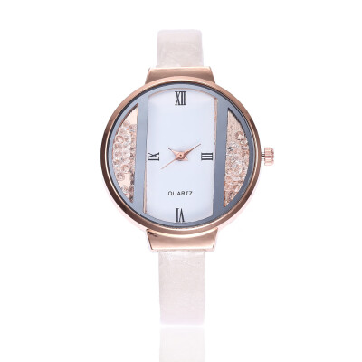 

New fashion ball watch female Roman scale belt quartz watch