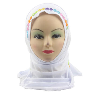 

Kids Girls Muslim Headscarf Crystal Linen Soft Children Wrap Cap Scarves