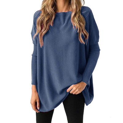 

New Autumn Winter Fashion Casual O-neck Long sleeve Solid color Loose T-shirt