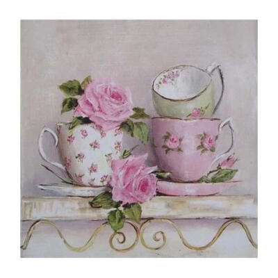 

5D DIY Full Drill Diamond Painting Pink Cups Cross Stitch Embroidery Kits