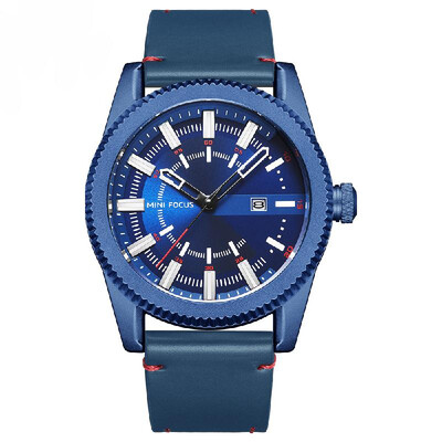 

MINI FOCUS MF0168G Man Quartz Wristwatch Waterproof Alloy Case Noctilucent Function Genuine Leather Strap Male Watch