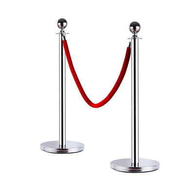 

2Pcs Stainless Steel Stanchion SetPostRope Red Velvet Velour VIP Queue Barrier