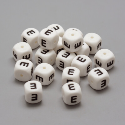 

Food Grade Environmental Silicone Beads Chewing Beads For Teethers DIY Nursing Necklaces Making Letter Style Cube White 12x1