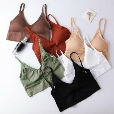 

Womens Plain Sleeveless Strappy Cami Bralet Bra Summer Sports Crop Top Vest