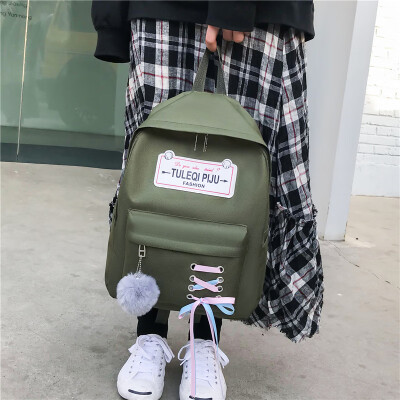 

Four-piece school bag female Korean version of high school campus student backpack ins wind single shoulder Messenger bag Sen small bag