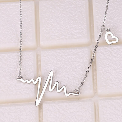 

Woman jewelry imitation titanium steel ECG heart-shaped necklace chain necklace Girl Ladies Gifts