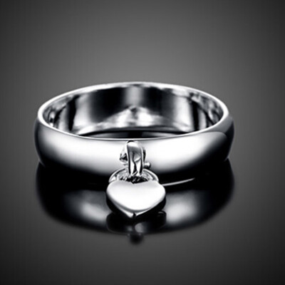 

Womens Stylish Charm Silver Chic Heart Lock Band Solid Ring Jewellery Long