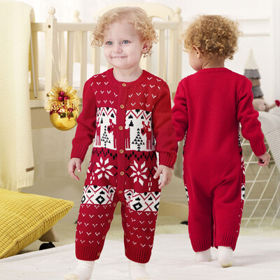 

Infant Baby Long Sleeve Cartoon Christmas Knitted Romper Jumpsuit Clothes