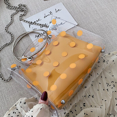 

Wave transparent female 2019 new fashion Korean Joker ring handbag summer shoulder diagonal bag