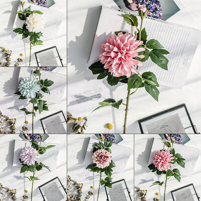 

DIY 2-Head Artificial Dahlia Silk Flower Bouquet For Home Wedding Party Decor