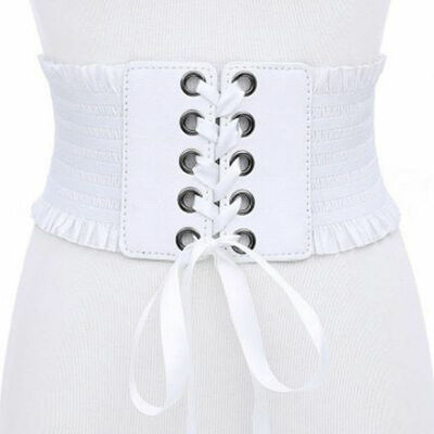 

Retro British Women Lace Up Eyelet Cotton Corset Belt High Waist Wide Style Belt