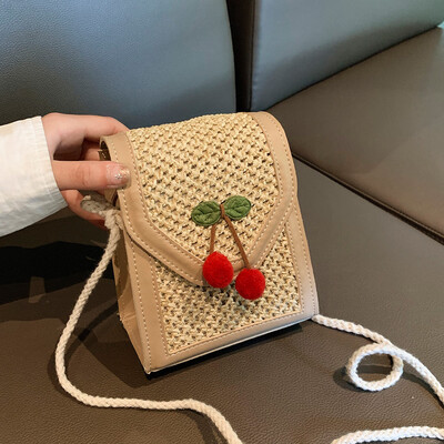 

Tailored Womens Fashion Retro Woven Shoulder Bag Solid Color Handbag Woven Bag Beach Bag