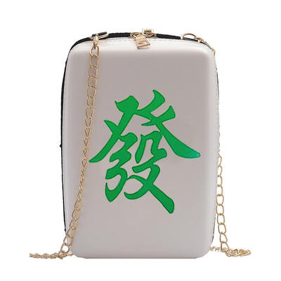 

Creative Mahjong Print Shoulder Packs PU Leather Women Chain Crossbody Bags