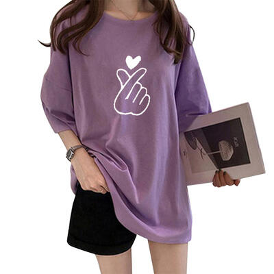 

Korean Women T-Shirts Cartoon Print Short Sleeve Tees Student Loose Tops