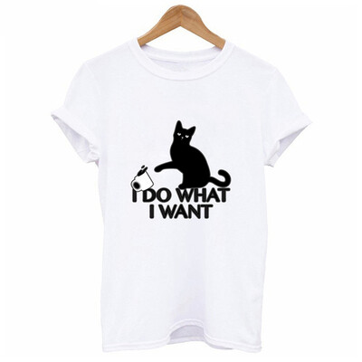 

Starmoon Women Summer Vintage Cat Print Tee Shirt Short Sleeve T-shirts Top Blouse