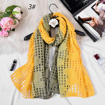 

New gradient color cut flower scarf female organza openwork lace sunscreen shawl beach towel silk scarf
