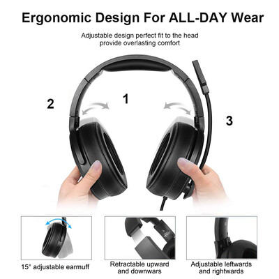 

NUBWO N15 Gaming Headphones 35mm Wired Over Ear Headset with Mic Noise Cancelling Volume Control Mute Mic Adjustable Headband for