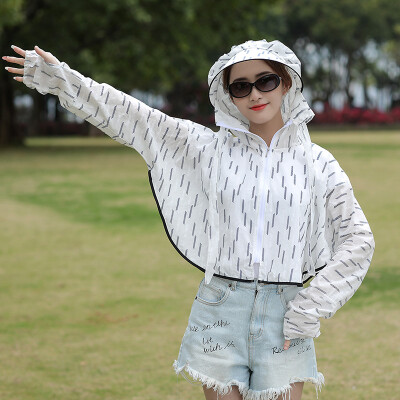 

Sunscreen girl 2019 new mid - summer long - style sunblock fairy breathable UV - free jacket cycling