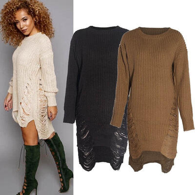 

Autumn Winter Sexy Women Long Sleeve Knit BodyCon Slim Party Sweater Mini Dress