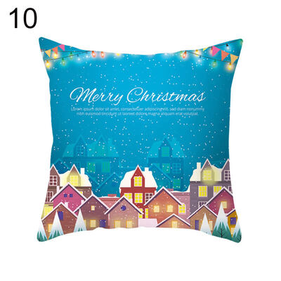 

Cartoon Christmas Tree Santa Claus Pillow Case Cushion Cover Chair Sofa Decor
