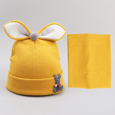 

Dongyun new autumn&winter baby bow cotton neck collar hat cartoon rabbit two-piece hat