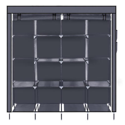 

67" wardrobe closet portable closet clothes storage rack 12 shelves 4 side