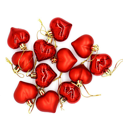 

12pcs Heart Christmas Pendant Balls Xmas Tree Decor Party Wedding Home Ornament