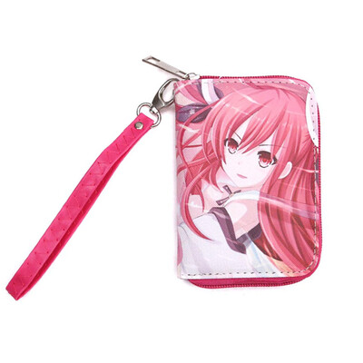 

Hatsune Miku lovelive PU Short Zipper Wallet Cartoon Printing Student Portable Coin Purse with Hand Strap