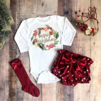 

Xmas Newborn Baby Girl Bodysuit Romper Jumpsuit Shorts Clothes Outfits Headband