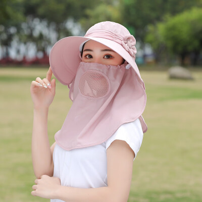 

Sunshade Hat Womens Summer Travel Bike Electric Vehicle Windproof Sunscreen Hat UV Cover Face Big Edge Tea Picking Hat