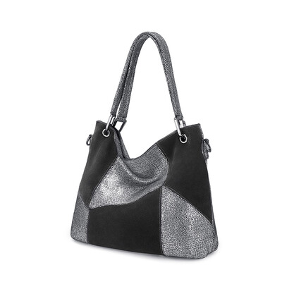 

REALER genuine leather shoulder bag fashion handbags women tote bag hobo ladies high quality female patchwork large capacity