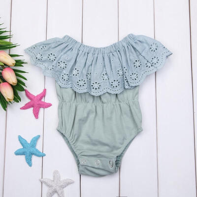 

New Fashion Kids Bodysuit Jumpsuit Romper Newborn Baby Girls Off Shoulder Flower Playsuit Outfits Set