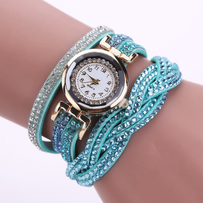 

Simple watch with diamond woven strap with diamond dial