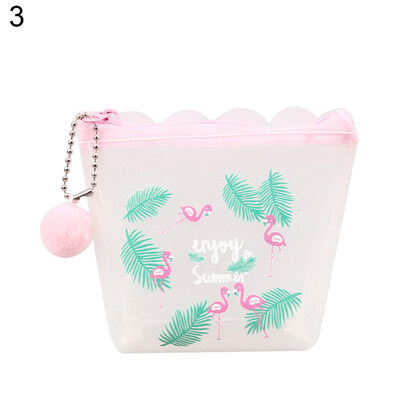 

Cute Flamingo Pineapple Transparent Pompom Ball Pendant Girl Student Coin Purse