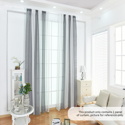 

39 79 inches Cotton Linen Semi-Blackout Stripe Pattern Window Curtain Panel Living Room Bedroom Hotel Divider Voile Curtain with