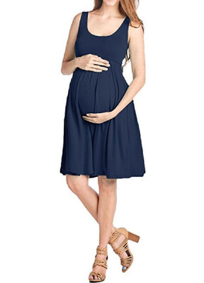 

Summer Leisure Slim Elastic Sleeveless Round-neck Line Maternity Dress