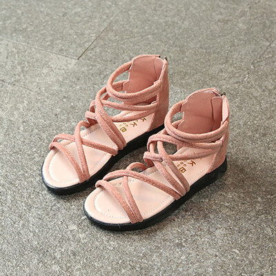 

Children Infant Kids Girls Solid Leather Zip Boot Beach Sandals Casual Shoes