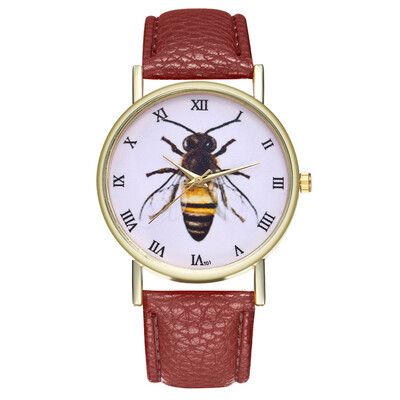 

Hardworking bee Drop shipping New Womens Fashion Geneva Roman Faux Leather Analog Quartz Wrist Watch Montre Femme Relogio