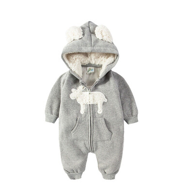 

Winter Plush Baby Rompers Cute Ear Hooded Fleece Jumpsuit Warm Baby Girl Overalls Newborn BabyBoy Rompers