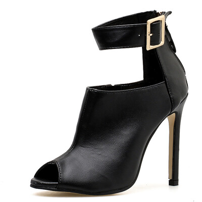 

Women\s Peep Toe Stiletto Plus size High Heels European Party Sandals with Buckl