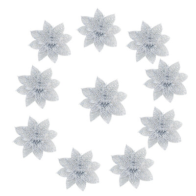 

〖Follure〗10PcsSet Christmas Flowers Trees Xmas Decor Glitter Wed Birthday Party 10cm