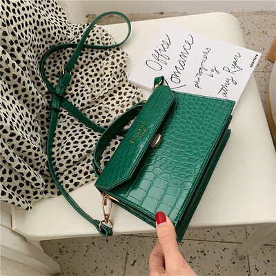 

Tailored Fashion Women Single Shoulder Small Square Bag Stone Texture Zipper Bag