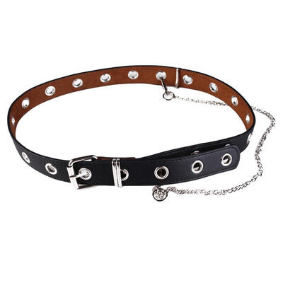

Fashion Chain Decor Women Casual Faux Leather Waist Belt Pin Buckle Waistband