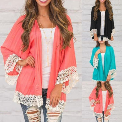 

Women&acutes Vintage Loose Blouse Summer Boho Chiffon Coat Shawl Kimono Cardigan Tops