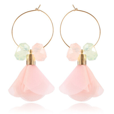 

New Design Bohemian Wedding Cute Spring Color Leaf Beads Dangle Earrings Women Light-colored Earrings