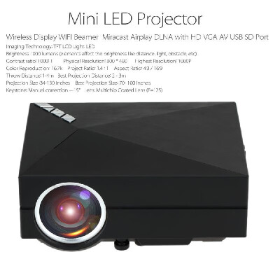 

GM60A Mini LED Projector Wireless Display WiFi Beamer 1000 Lumen 1080p Pixels Contrast Ratio 1000 1 Miracast Airplay DLNA with