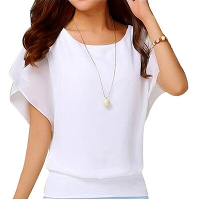 

Nomeni Womens Loose Casual Short Sleeve Batwing Sleeve Chiffon Top T-Shirt Blouse