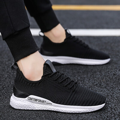 

Summer fly woven breathable sports casual running net shoes mens mesh tide shoes net red black shoes Korean version of the trend of mens shoes