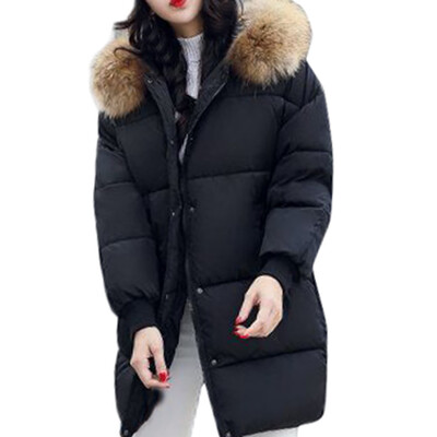 

Toponeto Women Winter Warm Thick Outerwear Hooded Coat Slim Cotton-padded Jacket