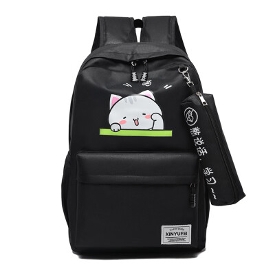 

Fashion Shoulder Bag Women Leisure Travel Korean Edition Campus Cartoon Lovely Backpack Student Bag Two-piece Set